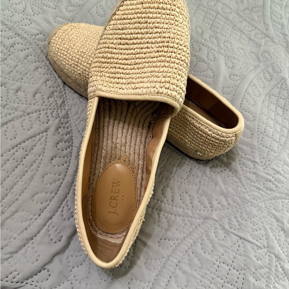 J. Crew Espadrille Woven Flats in Natural Raffia 10.5 Made in Spain - Picture 2 of 6
